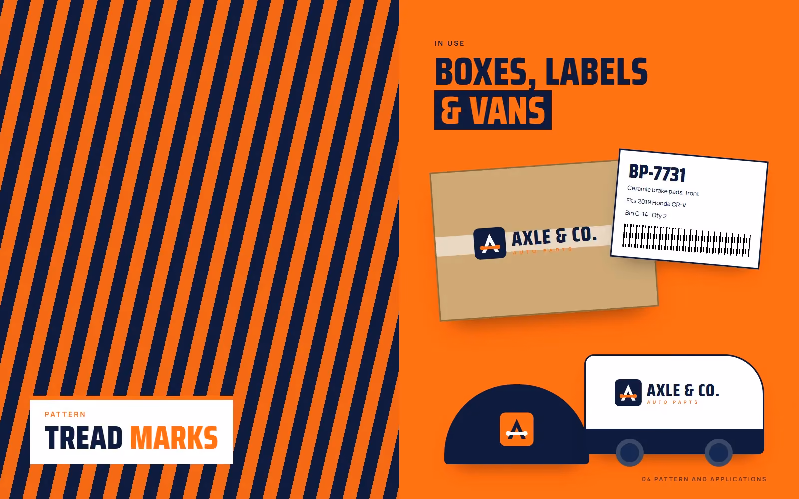 Axle & Co. Auto Parts brand book pattern and applications