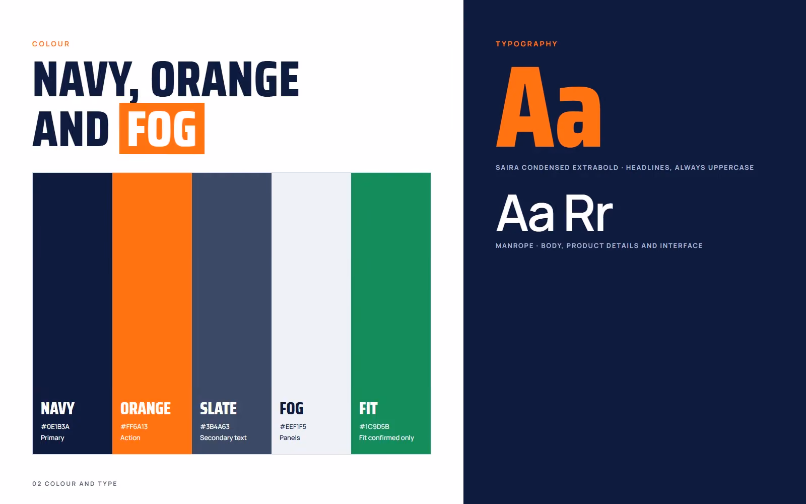 Axle & Co. Auto Parts brand book colour palette and typography