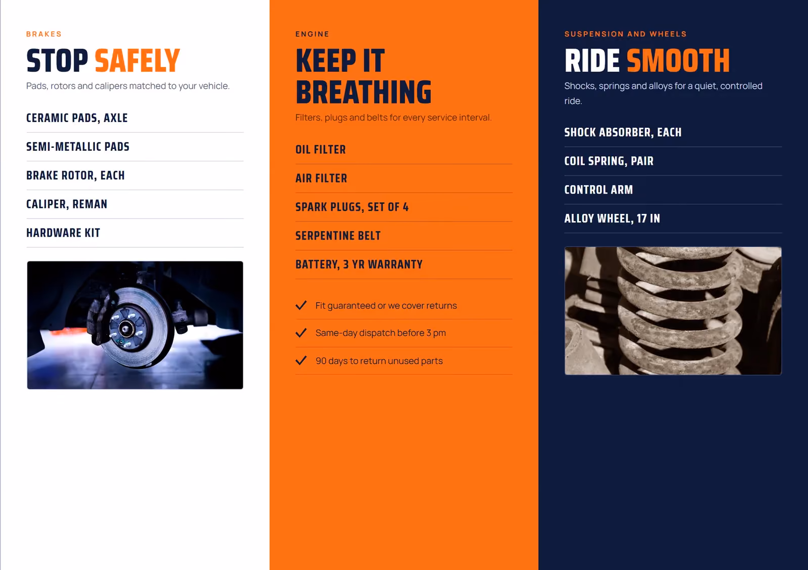 Axle & Co. Auto Parts A4 tri-fold brochure, inside spread