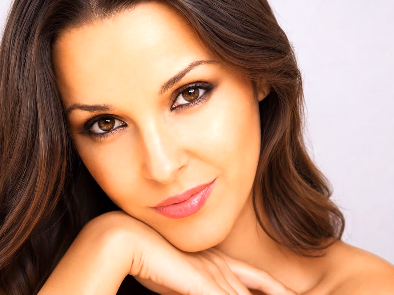 A beauty portrait with soft light and natural skin after retouching