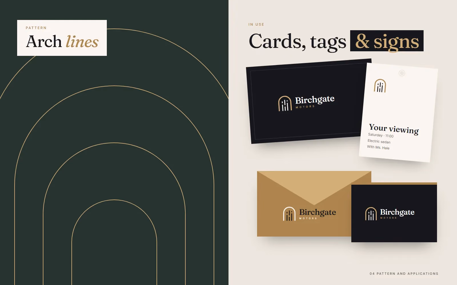 Birchgate Motors brand book pattern and applications