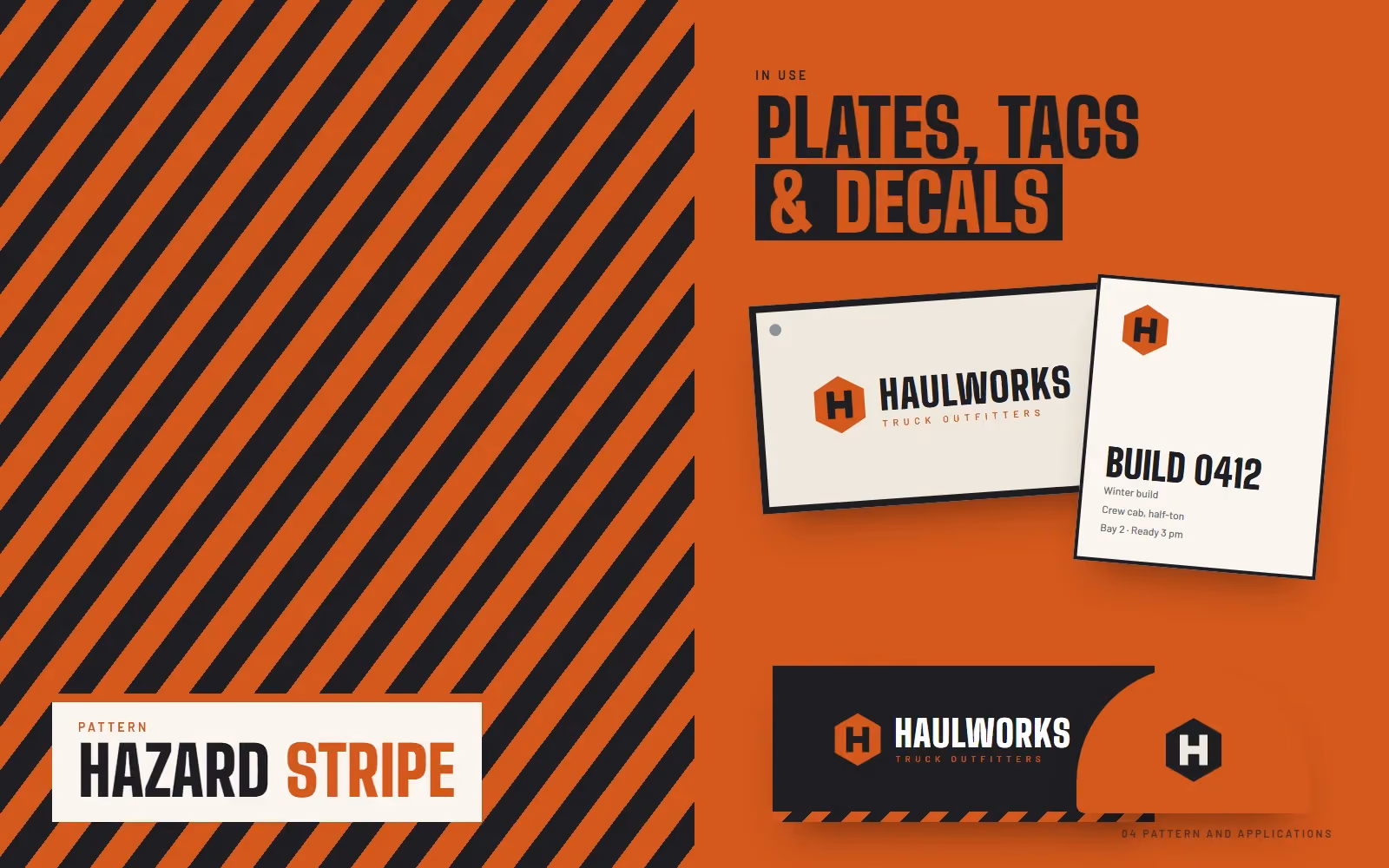 Haulworks Truck Outfitters brand book pattern and applications