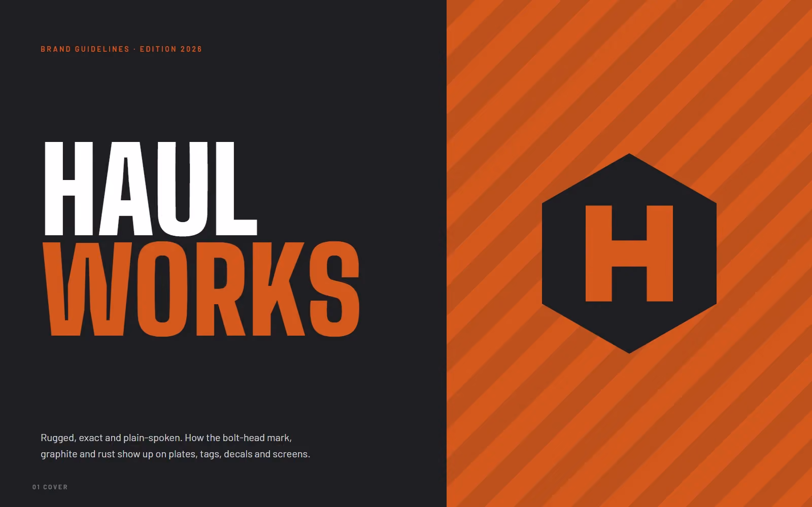 Haulworks Truck Outfitters brand book cover with logo