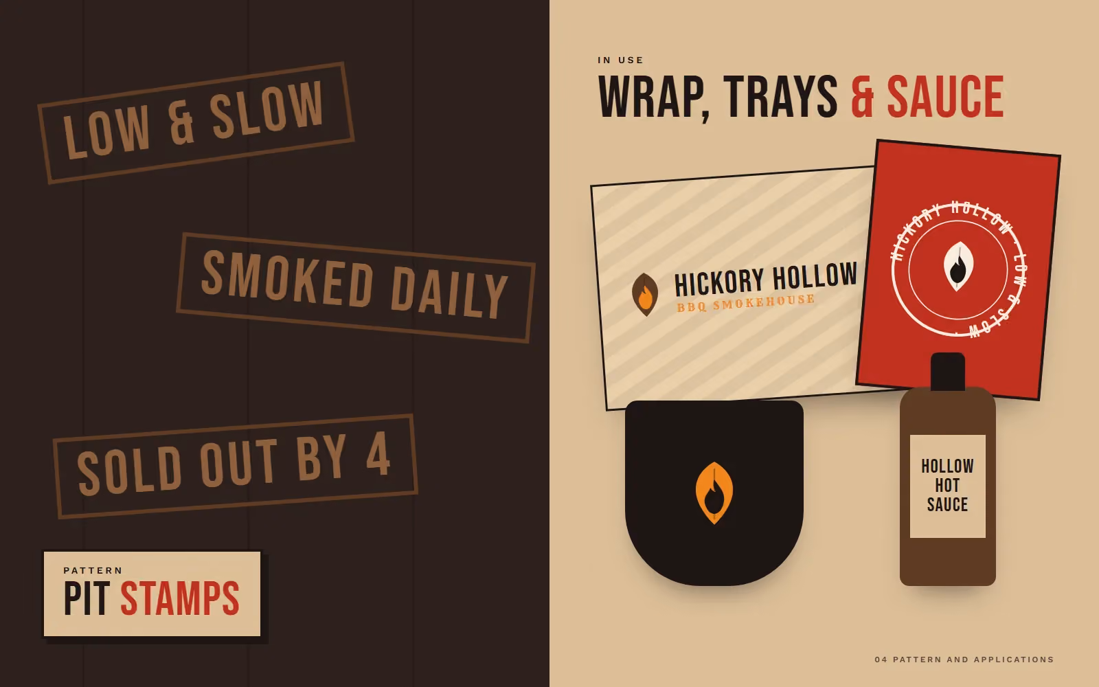 Hickory Hollow BBQ brand book pattern and applications
