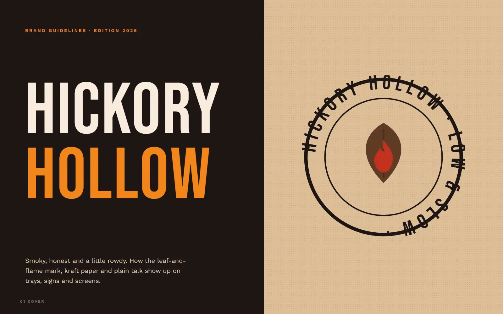 Hickory Hollow BBQ brand book cover with logo