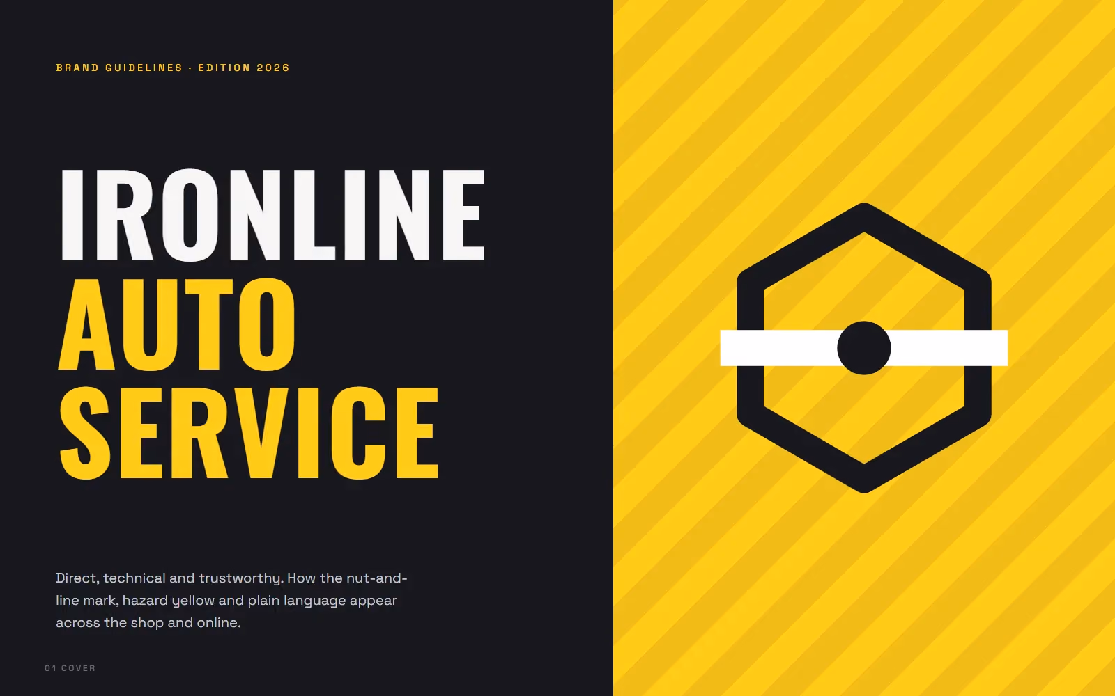 Ironline Auto Service brand book cover with logo