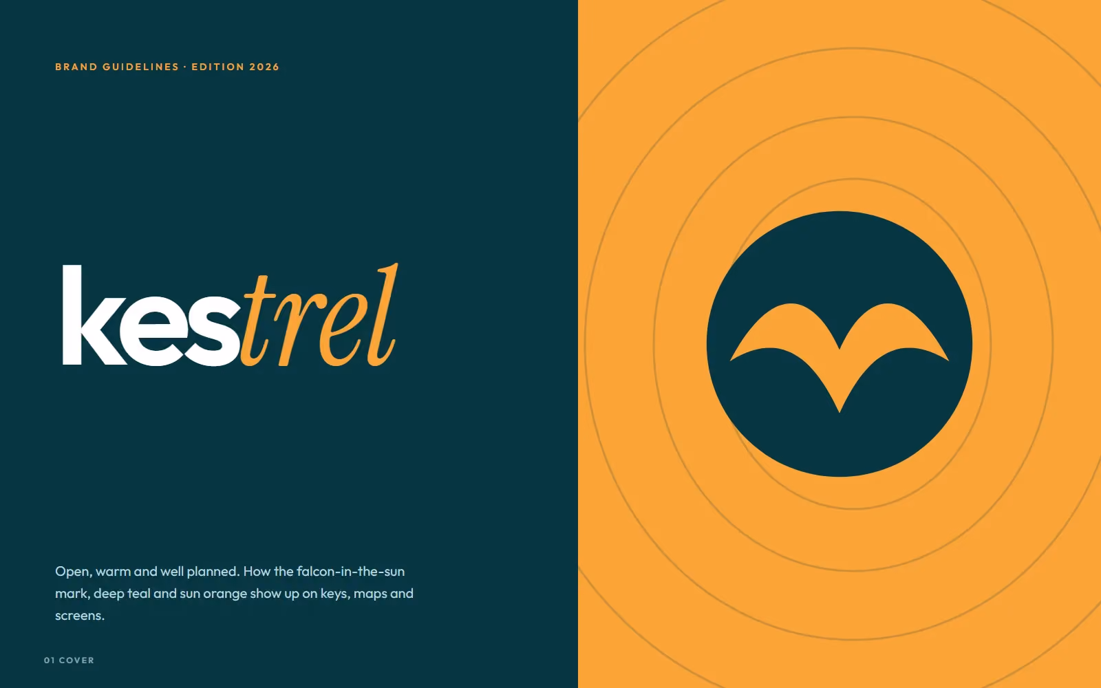 Kestrel Car Rental brand book cover with logo
