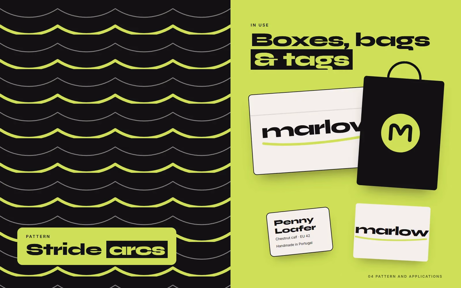 Marlow Footwear brand book pattern and applications