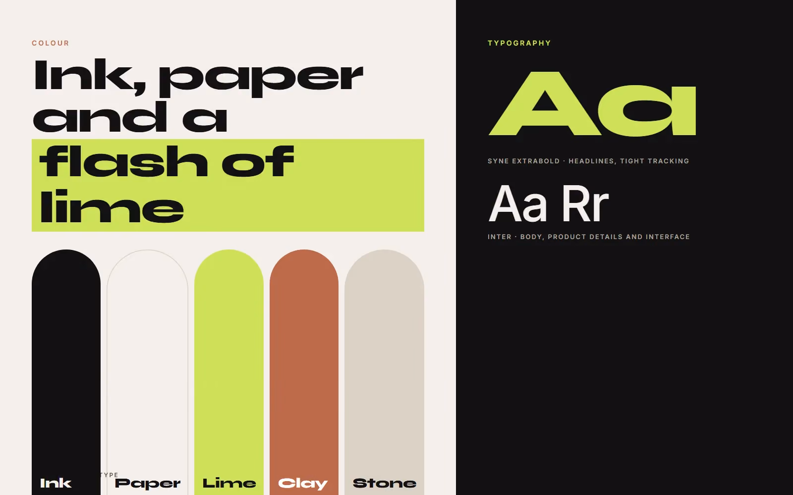 Marlow Footwear brand book colour palette and typography