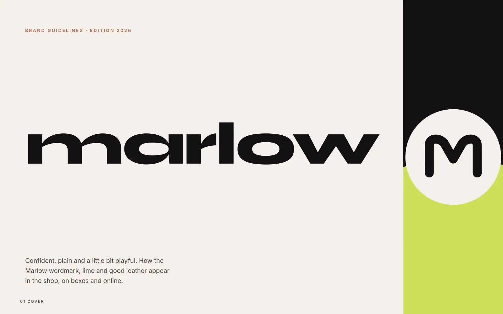 Marlow Footwear brand book cover with logo