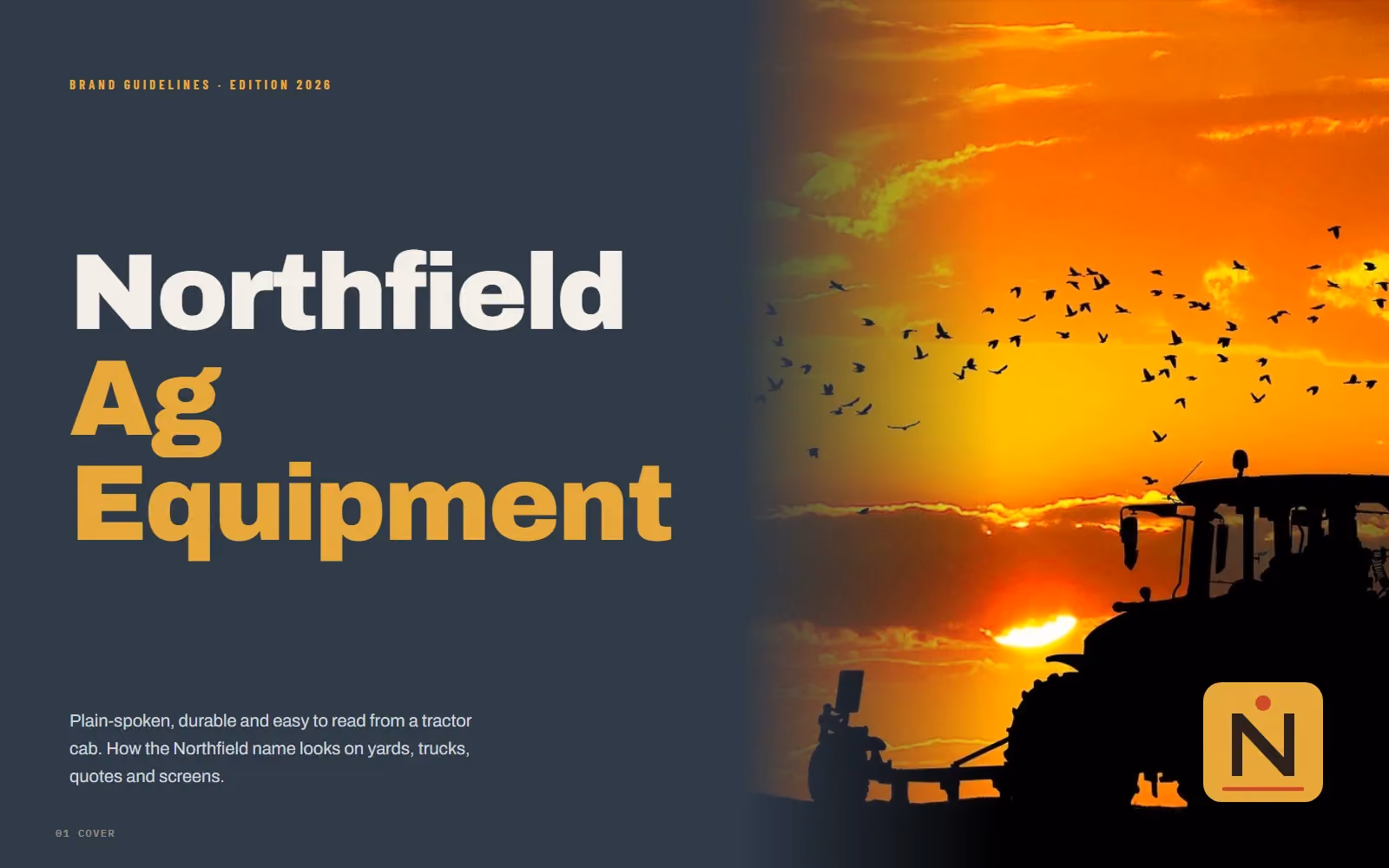 Northfield Ag Equipment brand book cover with logo