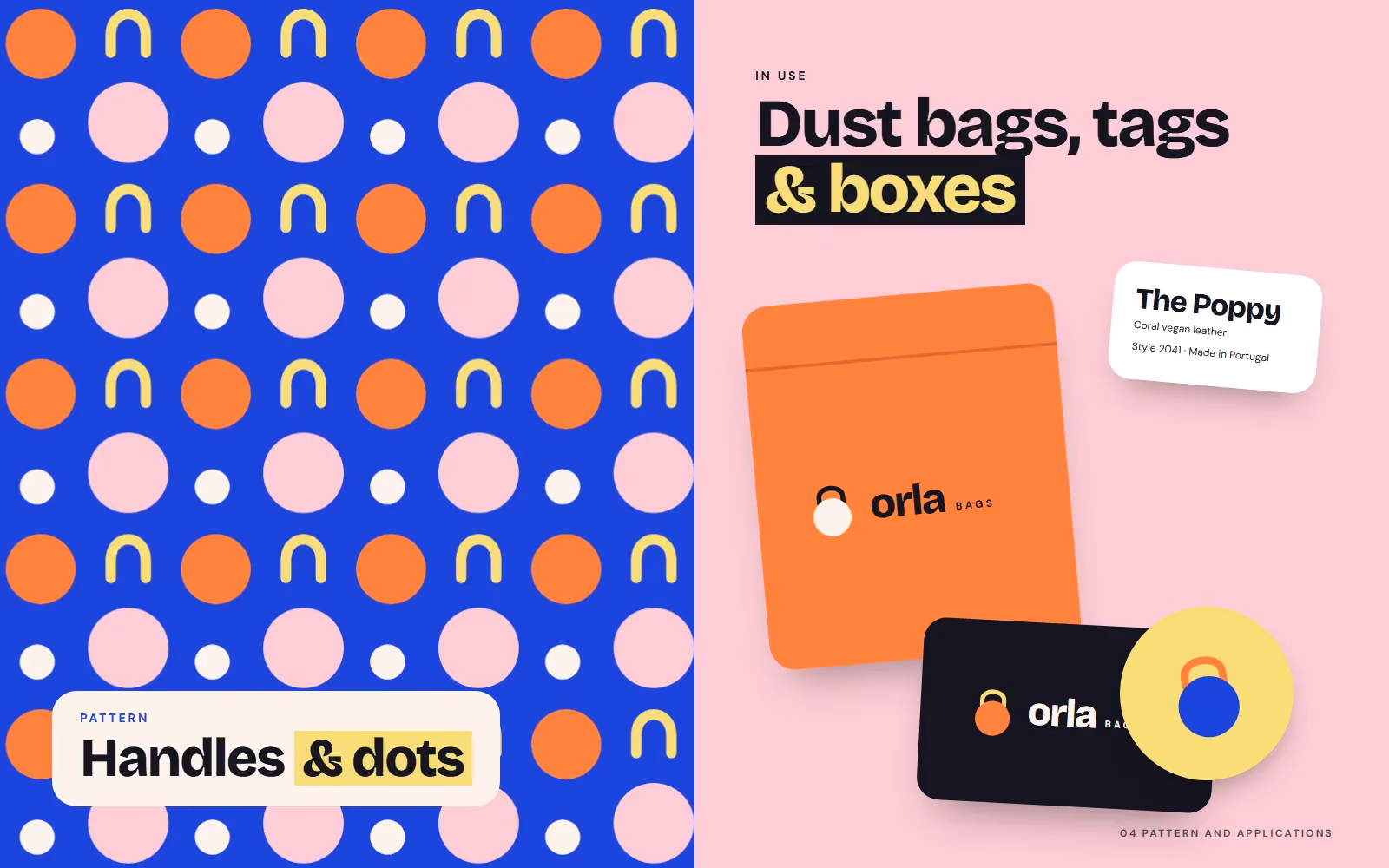 Orla Bags brand book pattern and applications